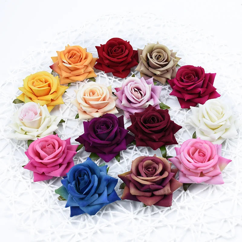 Afralia™ Flannel Roses Silk Flowers Wall Decor for Home Wedding DIY Bride Bouquets