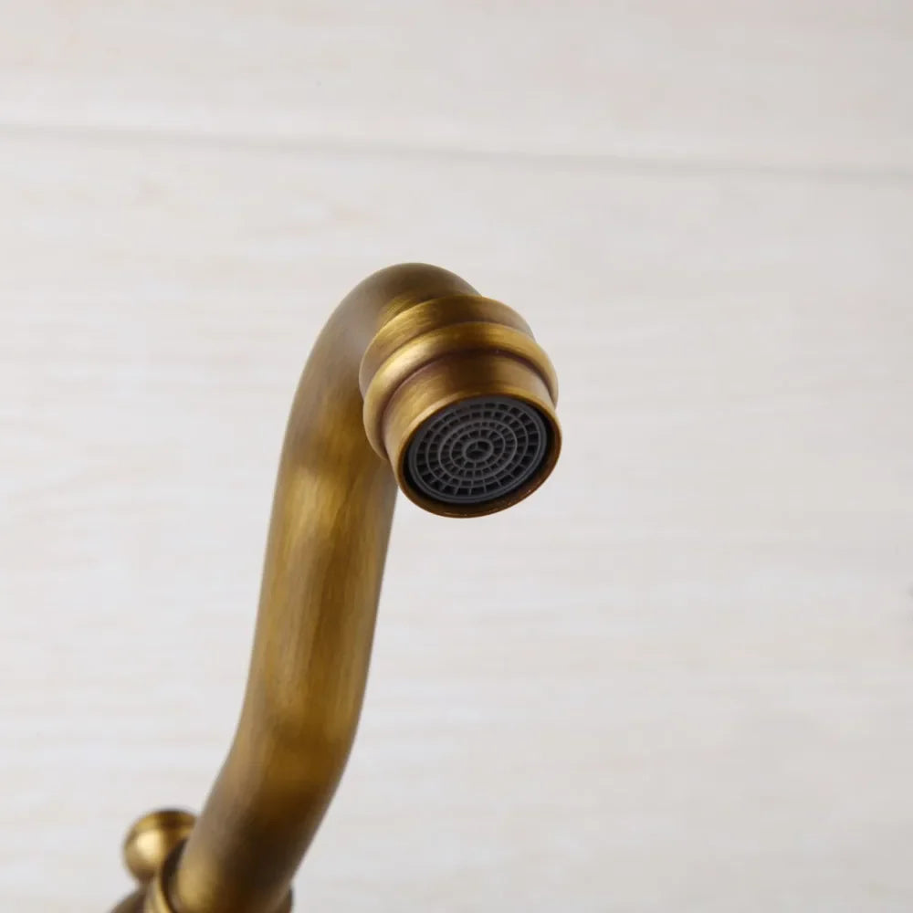 Afralia™ Antique Brass Wall Mounted Shower Faucet Hot Cold Mixer Faucet