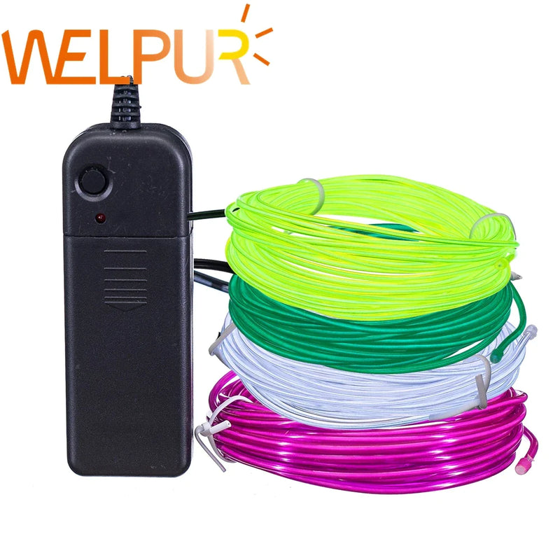 Afralia™ 3V Neon Light EL Wire Rope 1m/3m/5M Glow Strip LED Shoes Clothing Car