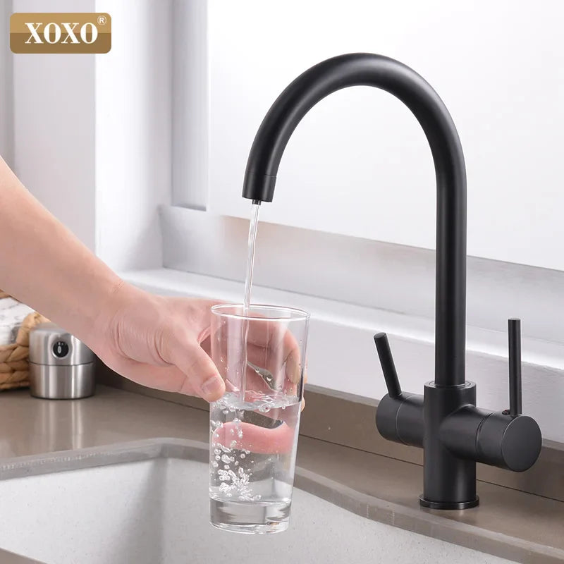 Afralia™ Pure Water Filter Kitchen Faucet Drinking Water Tap 360 Rotation Chrome