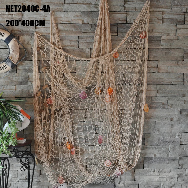 Afralia™ Decorative Fishing Net Wall Hanging - Mediterranean Style Nautical Home Decor