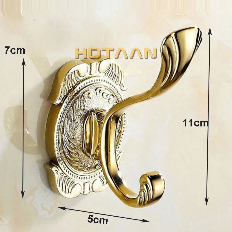 Afralia™ Gold Chrome Wall Hooks, Clothes Hanger, Towel Coat Robe Hook Set