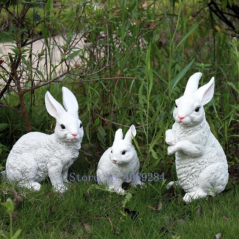 Afralia™ Resin Rabbit Garden Sculpture Miniature Decorative Ornament