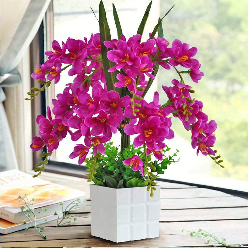 Afralia™ Phalaenopsis Orchid Vase Set - Artificial Flower Home Decoration Bouquet