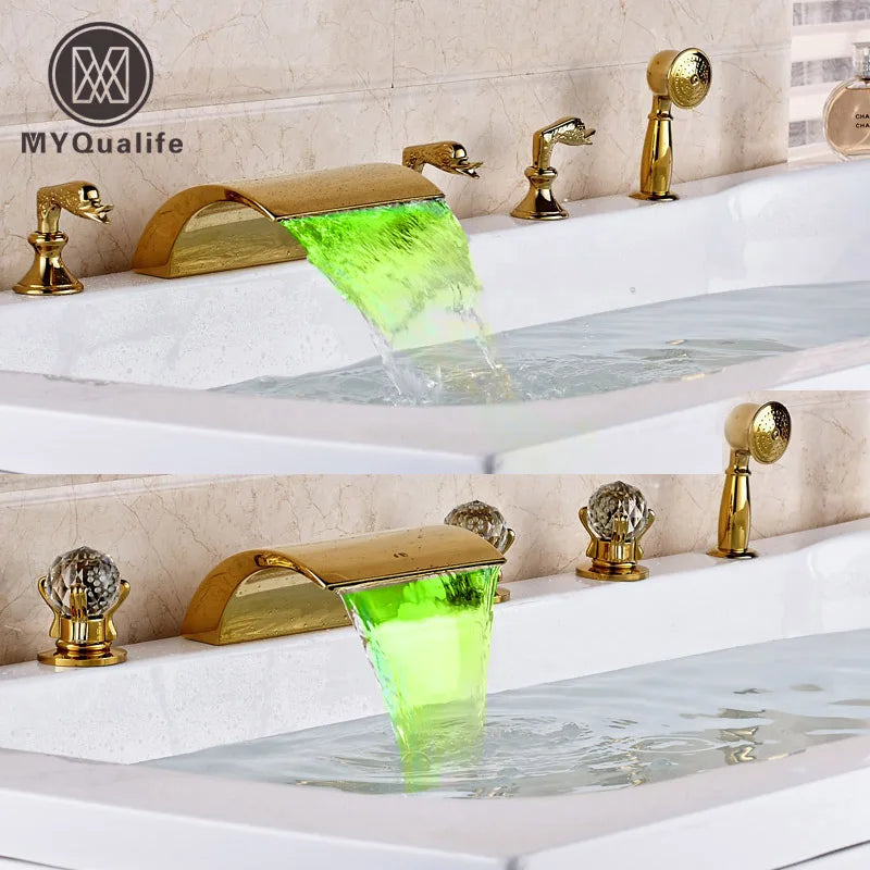 Afralia™ LED Waterfall Bath Tub Faucet with Handshower