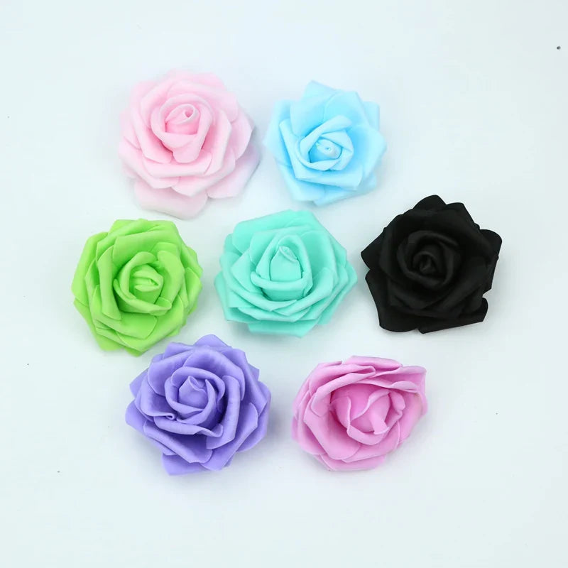 Afralia™ Foam Roses Flower Wall Home Wedding Decoration Bridal Brooch Handmade Artificial Flowers