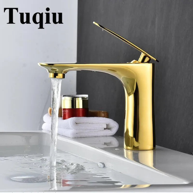 Afralia™ Basin Faucet Hot&Cold Mixer Tap Brass Gold/Chrome/White/Red/Black for Bathroom Sink