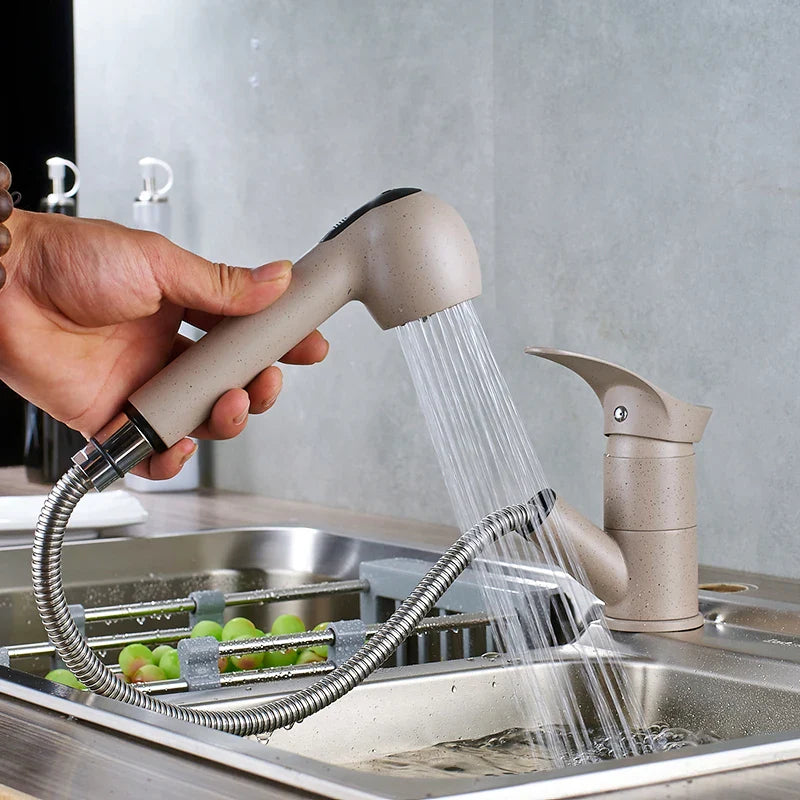 Afralia™ Swivel Pull Out Kitchen Faucet Water-Saving Brass Basin Mixer Tap