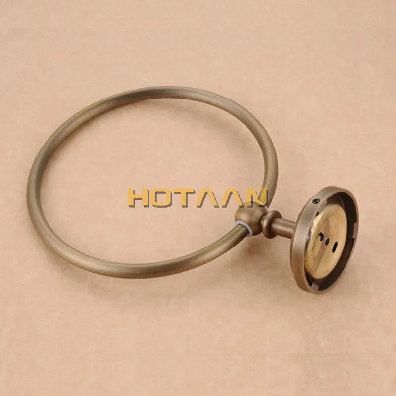 Afralia™ Antique Brass Wall-Mounted Round Towel Ring Holder