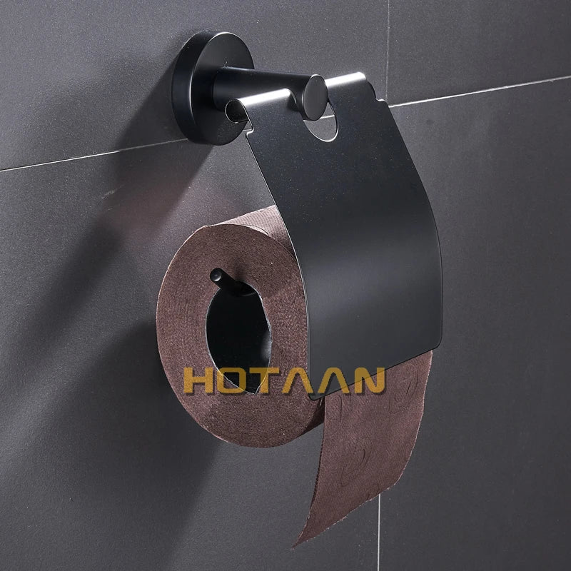 Afralia™ Stainless Steel Towel Dispenser Toilet Paper Holder Black Bathroom Accessories