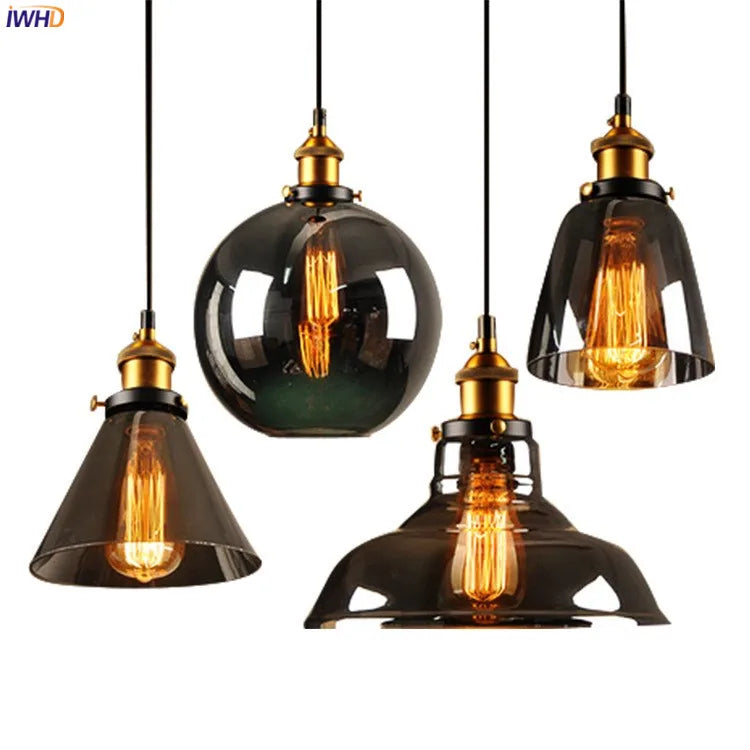 Afralia™ Glass Pendant Lights for Dinning Living Room, Vintage Industrial Hanging Lamp