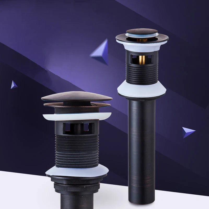 Afralia™ Brass Black Pop Up Drain Stopper with Overflow for Vessel Sink