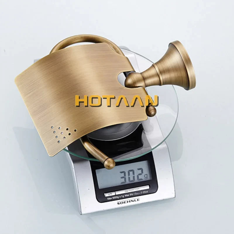 Afralia™ Brass Finish Solid Brass Toilet Paper Holder Bathroom Accessory