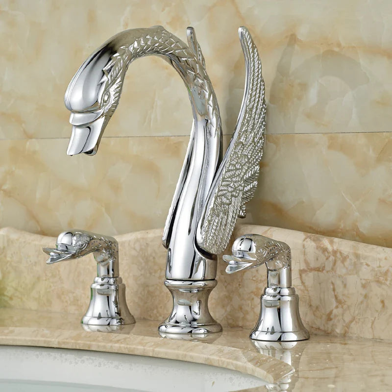 Afralia™ Swan Shape Chrome Basin Sink Faucet Washbasin Mixer Taps