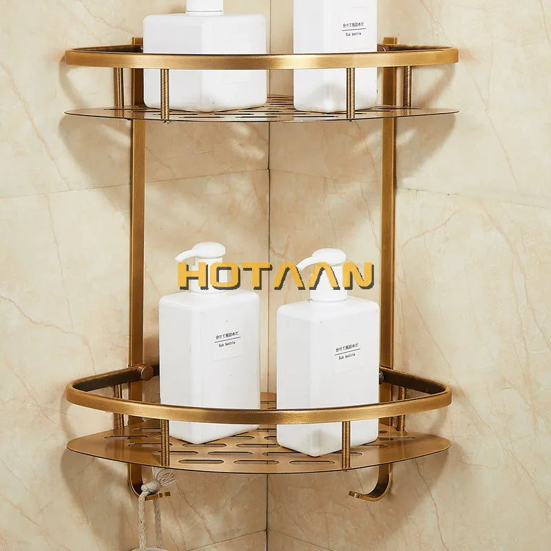 Afralia™ Double Layer Aluminum Bathroom Shower Basket Holder