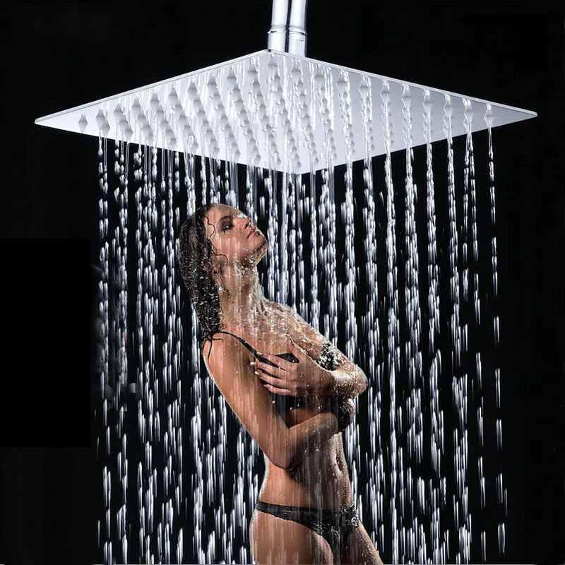 Afralia™ Stainless Steel Square Rainfall Shower Head Set - 8/10/12/16 inch Ultra-thin UltraSlim