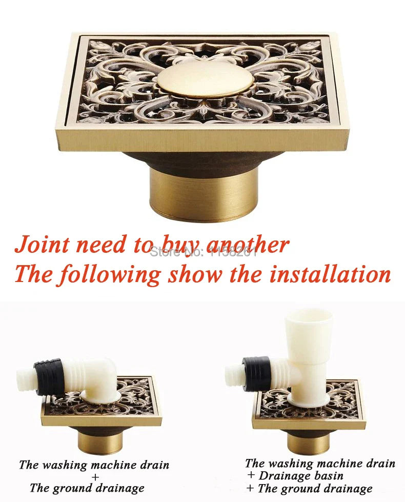 Antique Brass Shower Drain Cover Euro Art Carved Bathroom Strainer by Afralia™