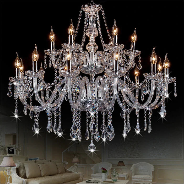 Afralia™ Modern Crystal Chandelier | Luxury Double Layer 18 Arms | Large Living Room Lamp