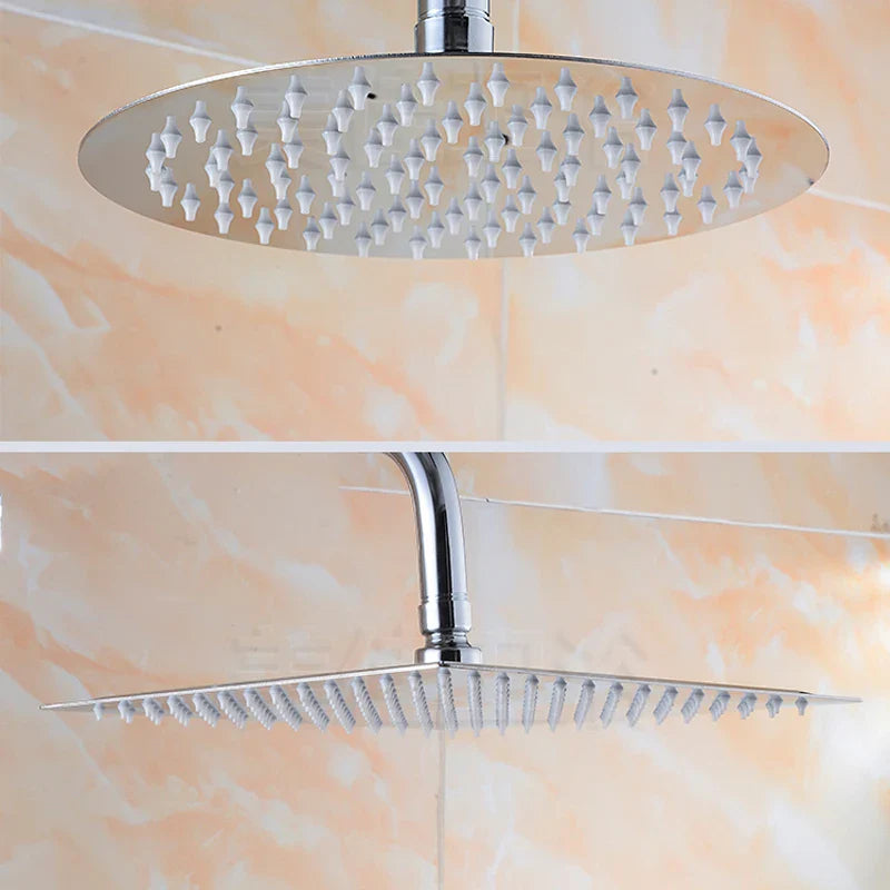 Afralia™ Luxury Ultrathin 8" Chrome Shower Head - Round/Square Stainless Steel