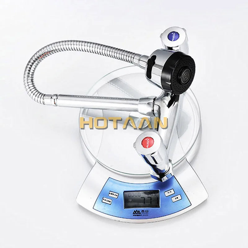 Afralia™ Chrome Plated Kitchen Faucet Hot Cold Mixer Dual Handle Sink Tap