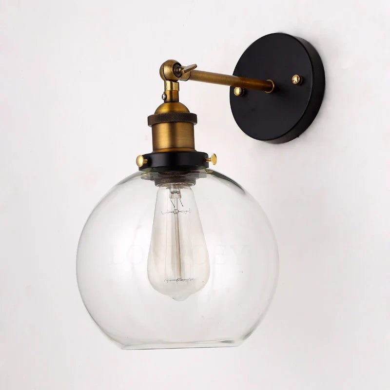 Afralia™ Vintage Industrial Edison Wall Lights, Copper Finish, Clear Glass Lampshade