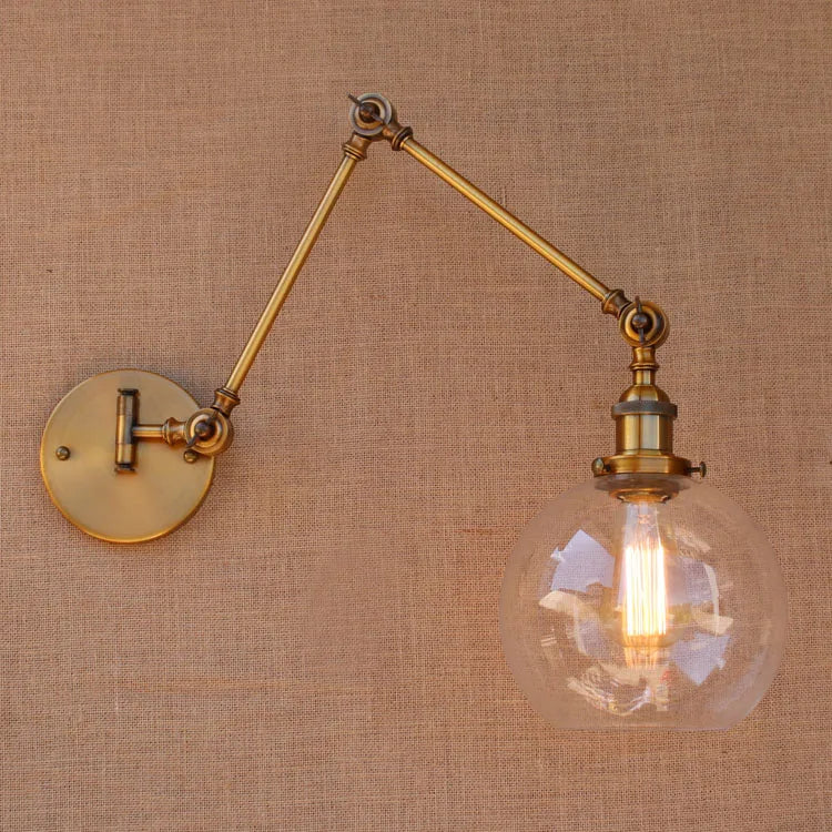 Afralia™ Vintage Brass Long Arm Wall Lamp for Industrial Loft Style Décor