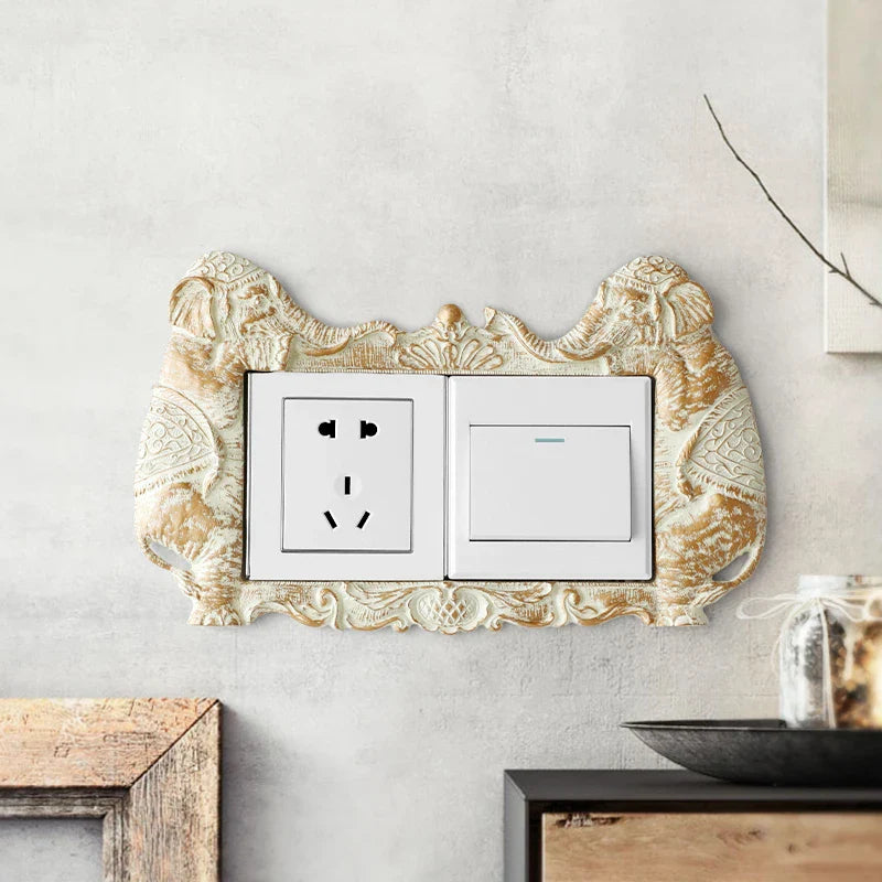 Afralia™ Square Flower Pattern Light Switch Cover Sticker for Home Wall Decor