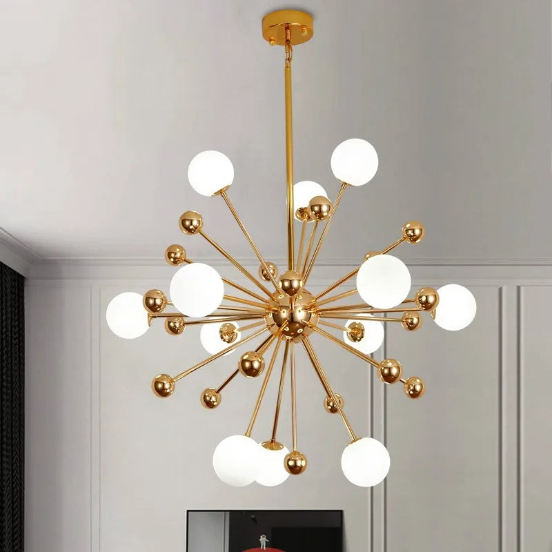 Afralia™ Acrylic Molecule Chandelier Golden Kitchen Restaurant Lighting Sputnik Globe Lamp