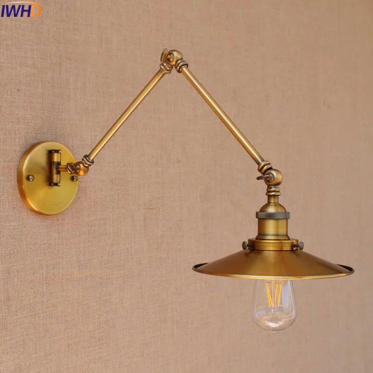 Afralia™ Swing Arm Wall Light Gold Copper Vintage Sconce Edison Loft Wall Lamp