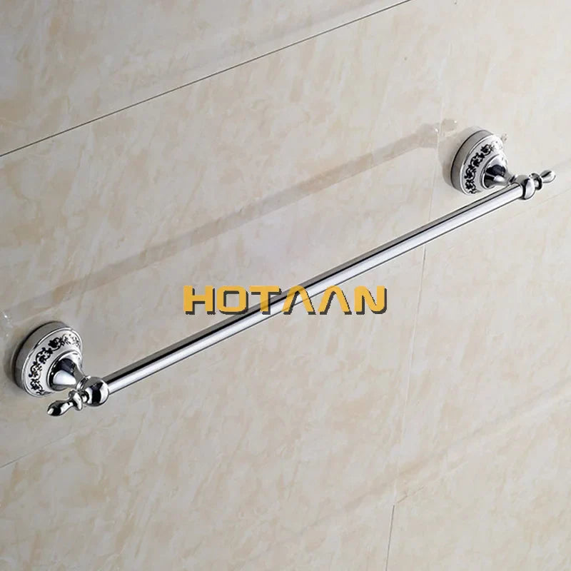 Afralia™ Chrome Finish Towel Bar in Ceramic, 60cm Length