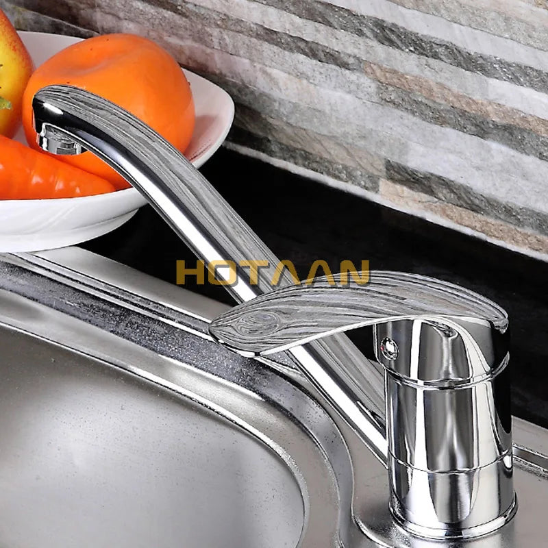 Afralia™ Modern Kitchen Sink Faucet Mixer | Cold Hot Water Tap | 360° Rotate Chrome