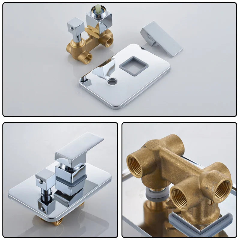 Afralia™ Luxury Brass Shower Faucet with Handshower and 3-Way Mixer