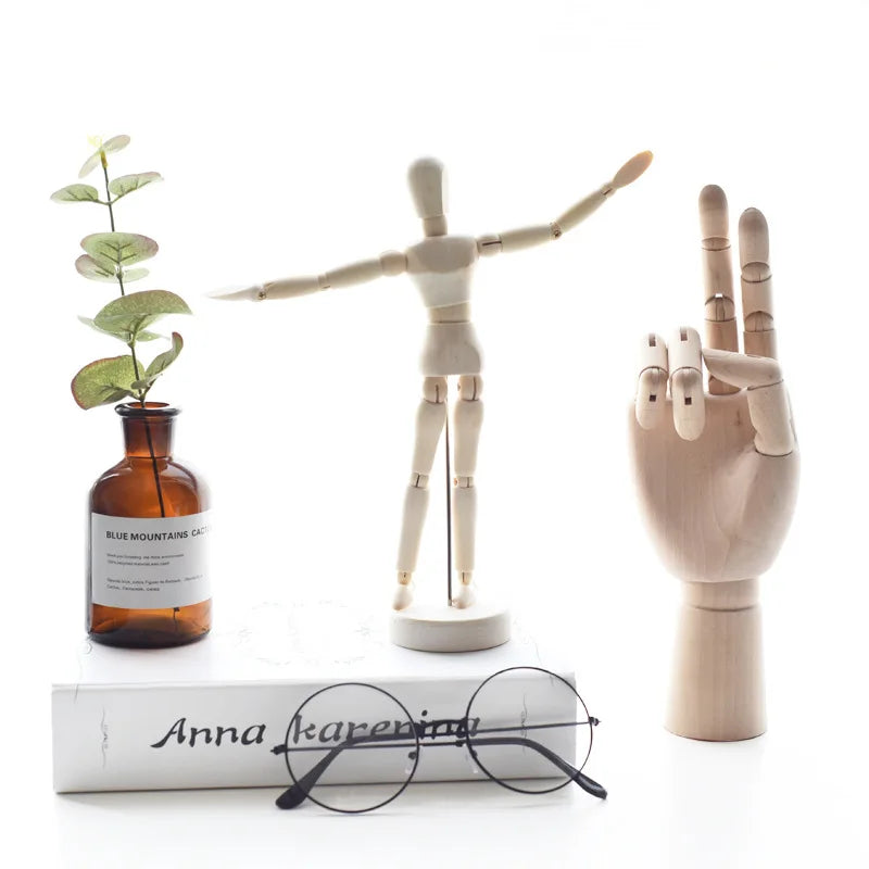 Afralia™ Rotatable Wood Hand Mannequin Artist Miniature Figurine Home Decor