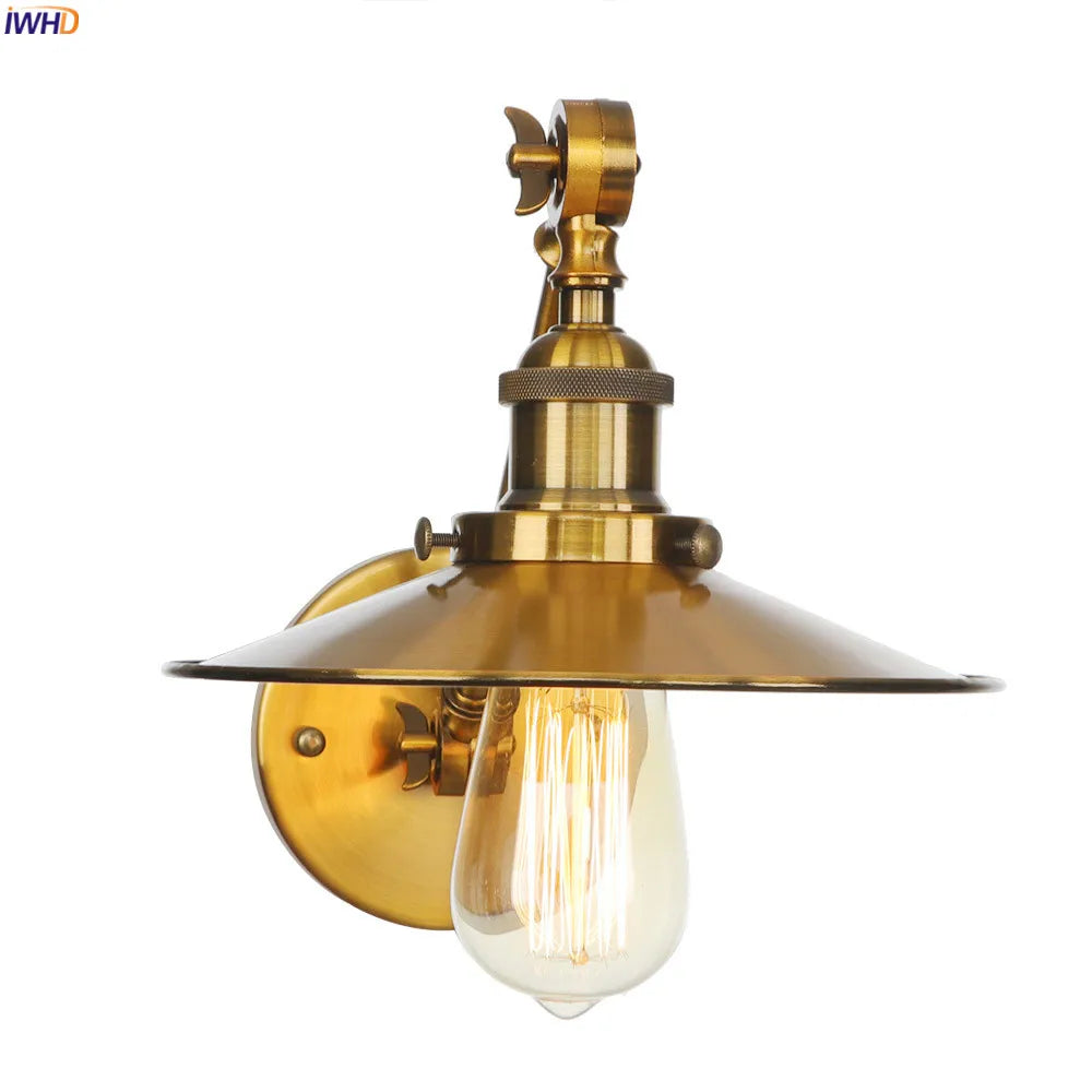 Afralia™ Gold Swing Arm Wall Lamp Sconce Vintage Industrial Retro Loft Wall Light