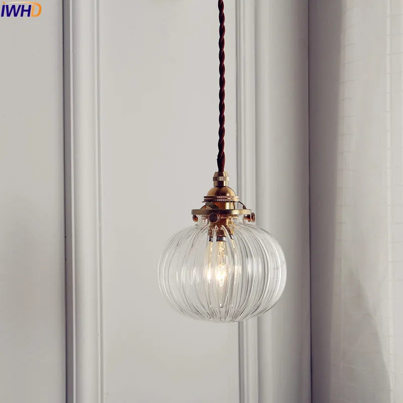 Afralia™ Nordic Glass Ball Pendant Light Dinning Living Room Vintage Hanging Lamp