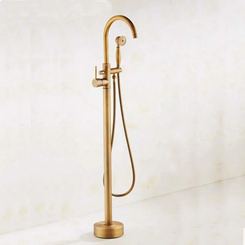 Afralia™ Antique Brass Tub Faucet Swivel Spout Filler Hot Cold Mixer Tap