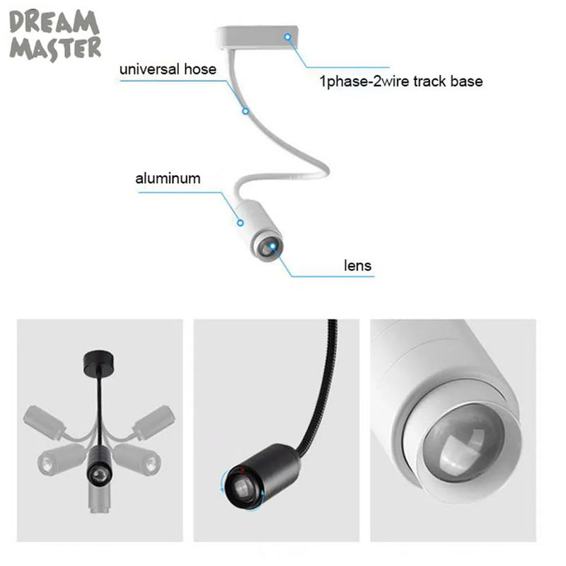 Afralia™ Zoomable Gooseneck Track Light for Gallery and Shop Ceiling Lighting