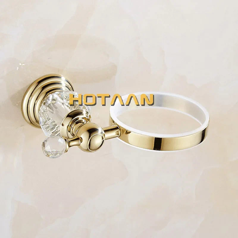 Afralia™ Gold Ceramic Wall Mount Toilet Brush Holder Standard Size