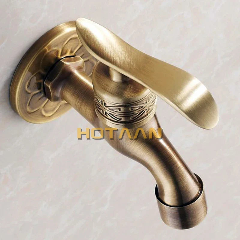 Afralia™ Antique Brass Wall Mount Bathroom Faucet