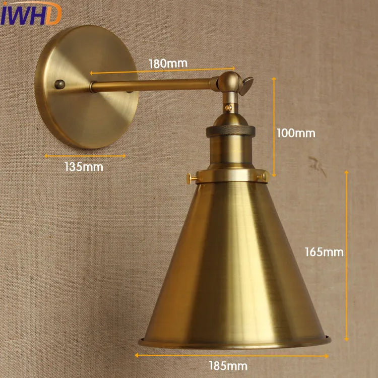 Afralia™ Retro Loft Vintage Wall Lamp Gold Shade Industrial Sconce Fixtures