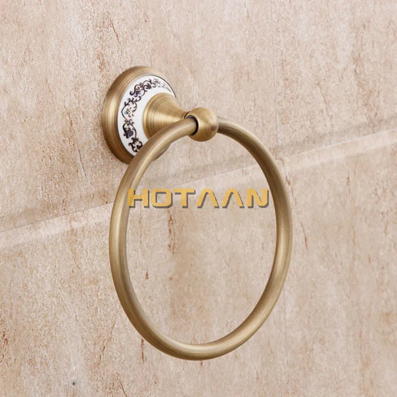 Afralia™ Brass Bathroom Accessories Set: Robe hook, Paper Holder, Towel Bar, Soap Basket