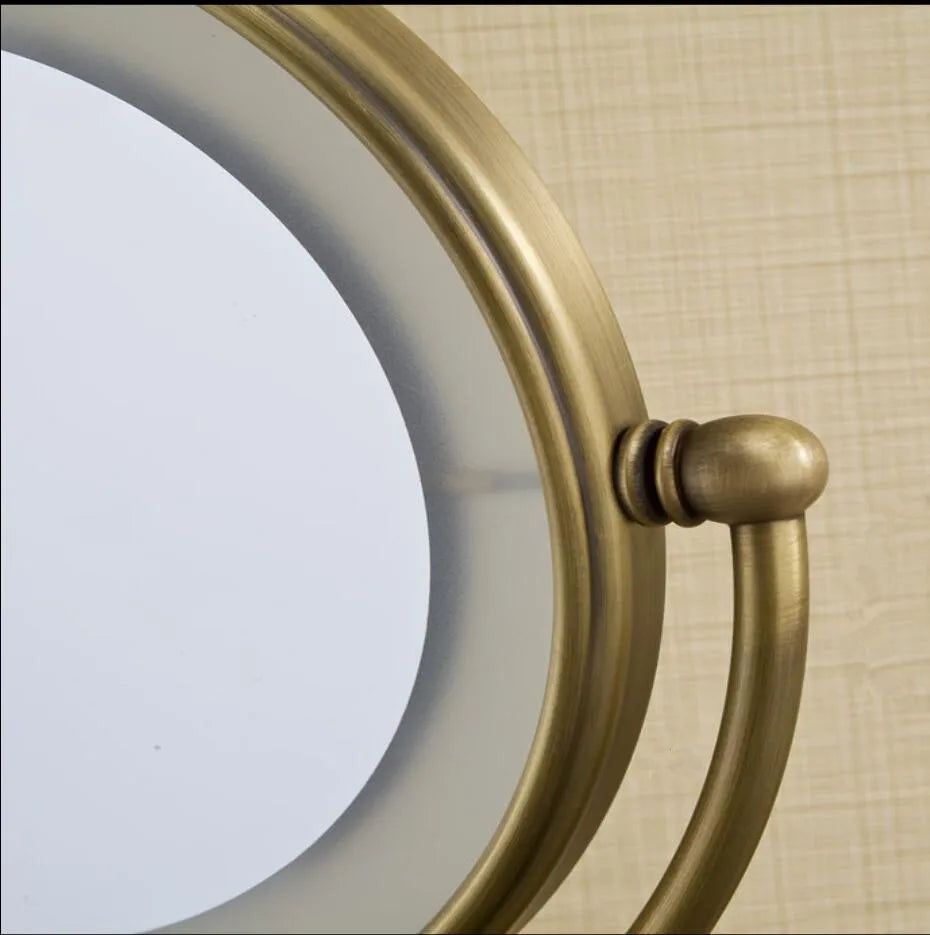 Afralia™ Bronze Brass Wall Mounted 8" LED Makeup Mirror 3X/1X Magnification