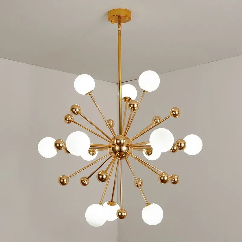 Afralia™ Golden Acrylic Molecule Chandelier: Modern Lighting for Kitchen, Restaurant, or Home