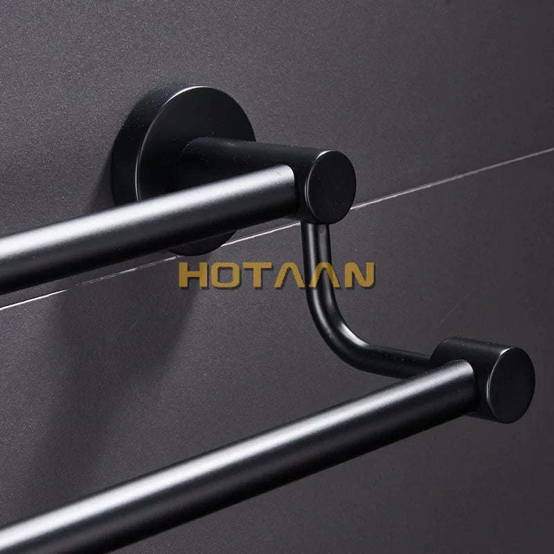 Afralia™ Matte Black Stainless Steel Double Towel Bar 60cm