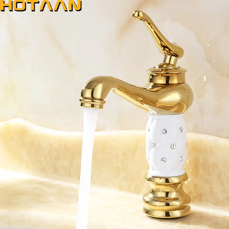 Afralia™ White Brass Bathroom Sink Faucet Hot Cold Mixer Tap Single Handle