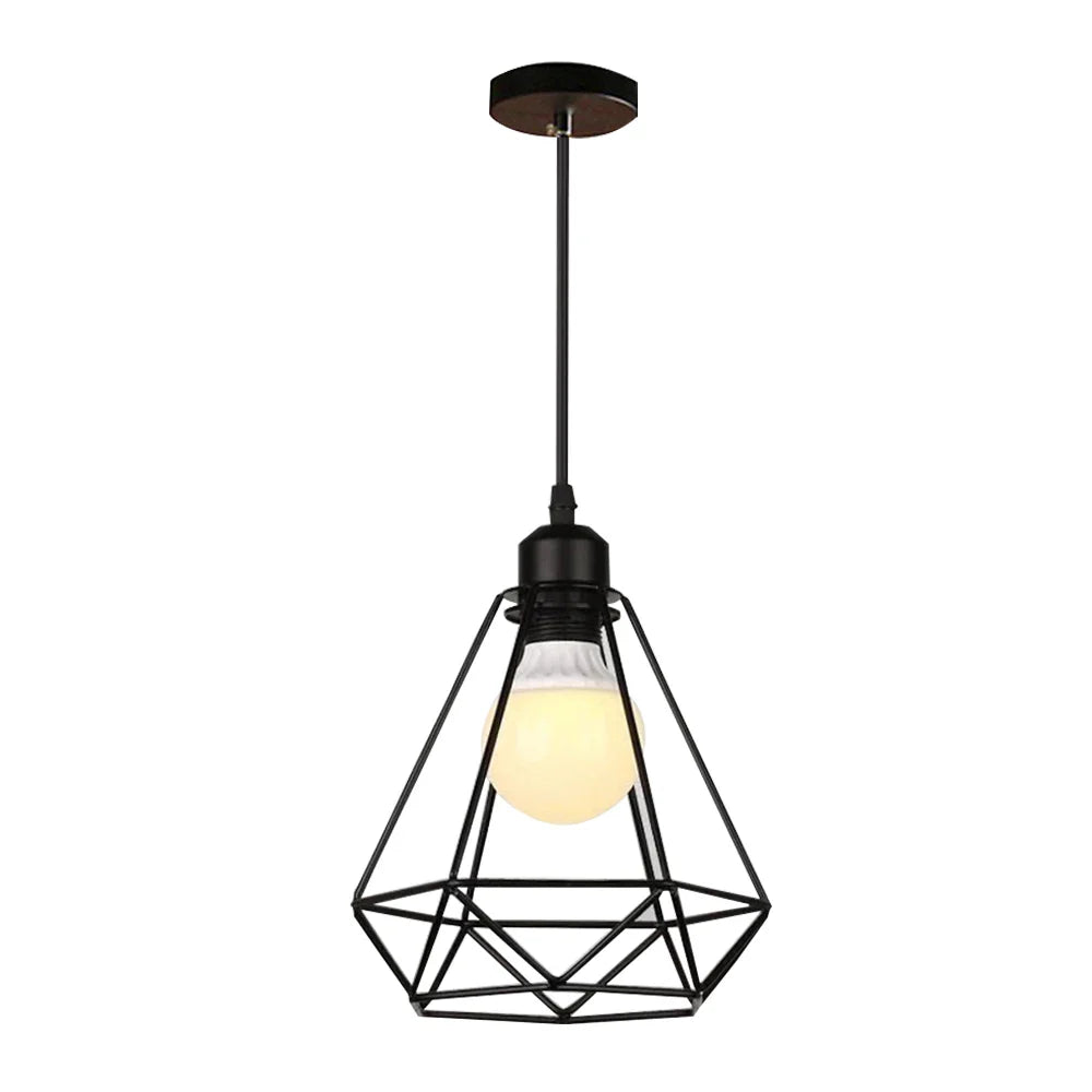 Afralia™ Black Metal Chandelier with E27 Edison Bulb Socket for Kitchen, Restaurant, Cafe
