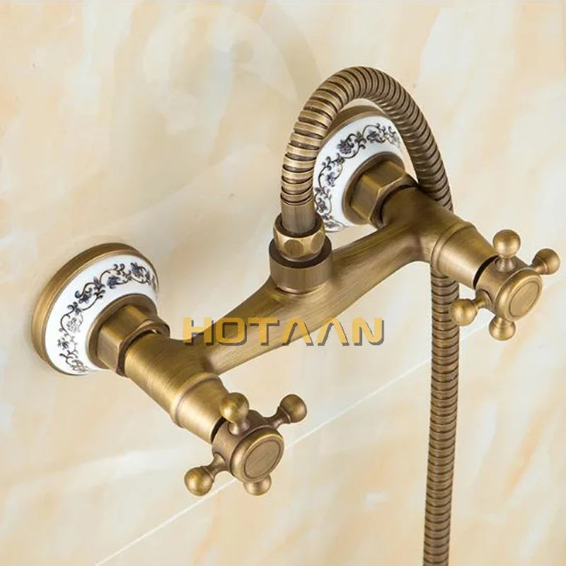 Afralia™ Antique Brass Bidet with Hot/Cold Mixer, Bronze Shower Head for Anal Cleaning