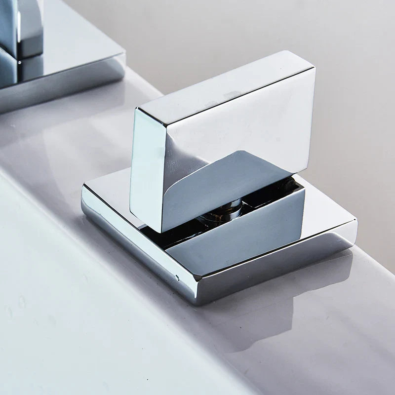 Afralia™ Chrome and Black 3-Handle Bathtub Faucet with Handshower