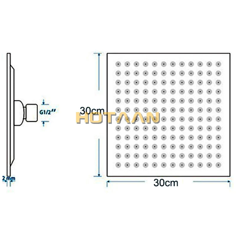 Afralia™ Stainless Steel Ultra-Thin 12" Rainfall Shower Head Square Chuveiro