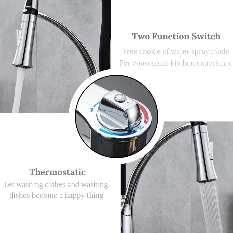 Afralia™ Chrome Kitchen Sink Faucet Swivel Pull Down Mixer Tap for Hot and Cold Water